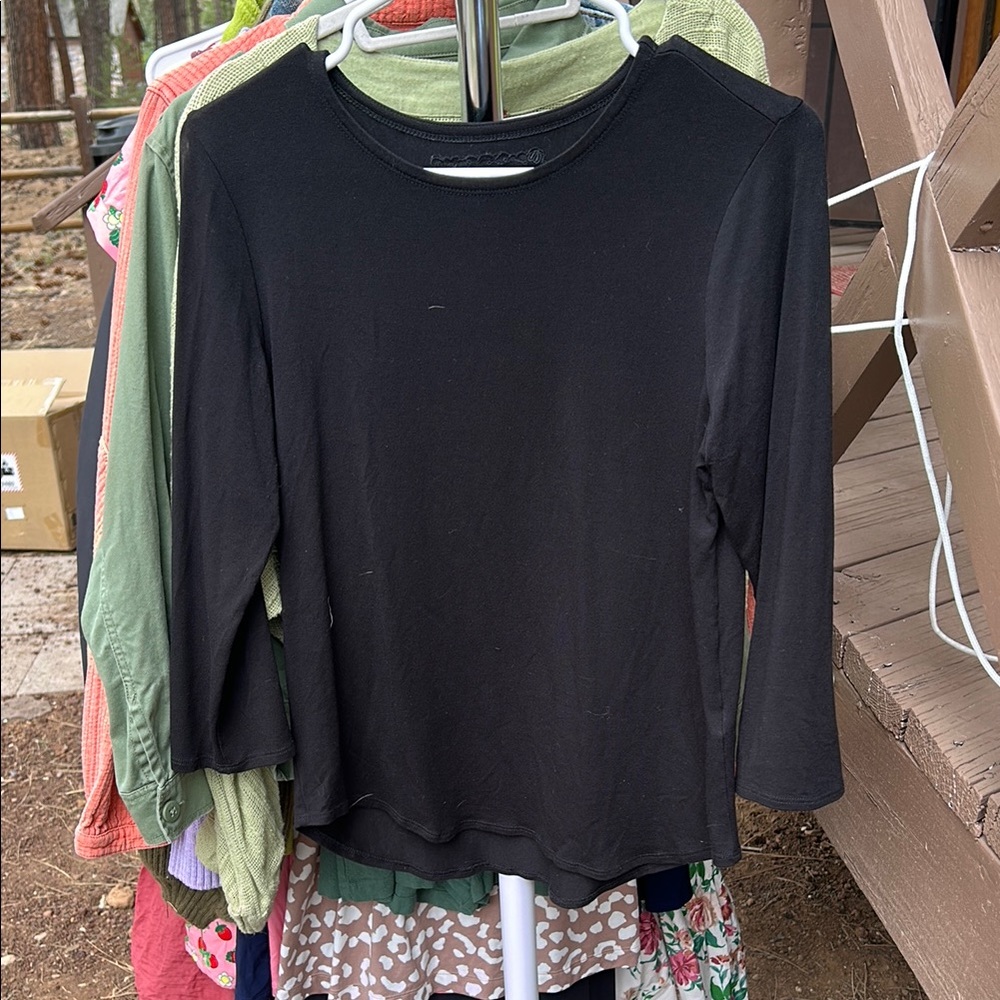 Cupio Black Fitted 3/4 Sleeve Blouse